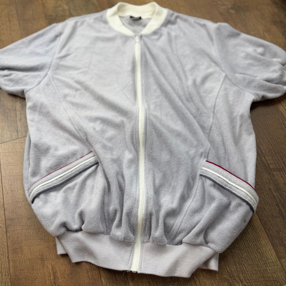 Vintage Jantzen Terry Cloth Cabana Jacket Full Zip Short Sleeve XL USA